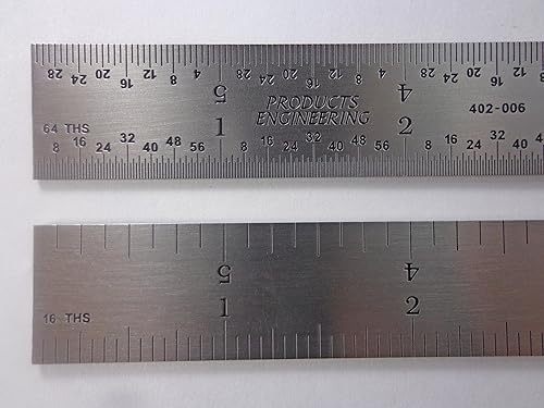 Miniatura 2 de Hecho en Estados Unidos PEC 6 pulgadas rígido acero inoxidable 4R Machinist Engineer Ruler  Regla 164, 132, 18, 116