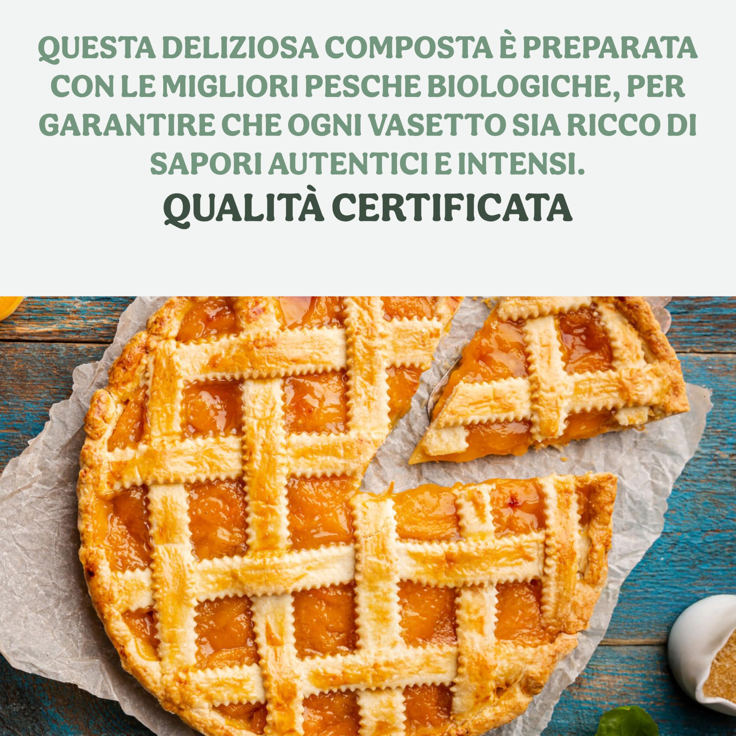 Probios Composta di Pesca Italiana Bio - Senza Glutine e Composta di Frutta Senza Zucchero - Dolcezza e Sapore Naturali - Confezione da 6 x 215 g