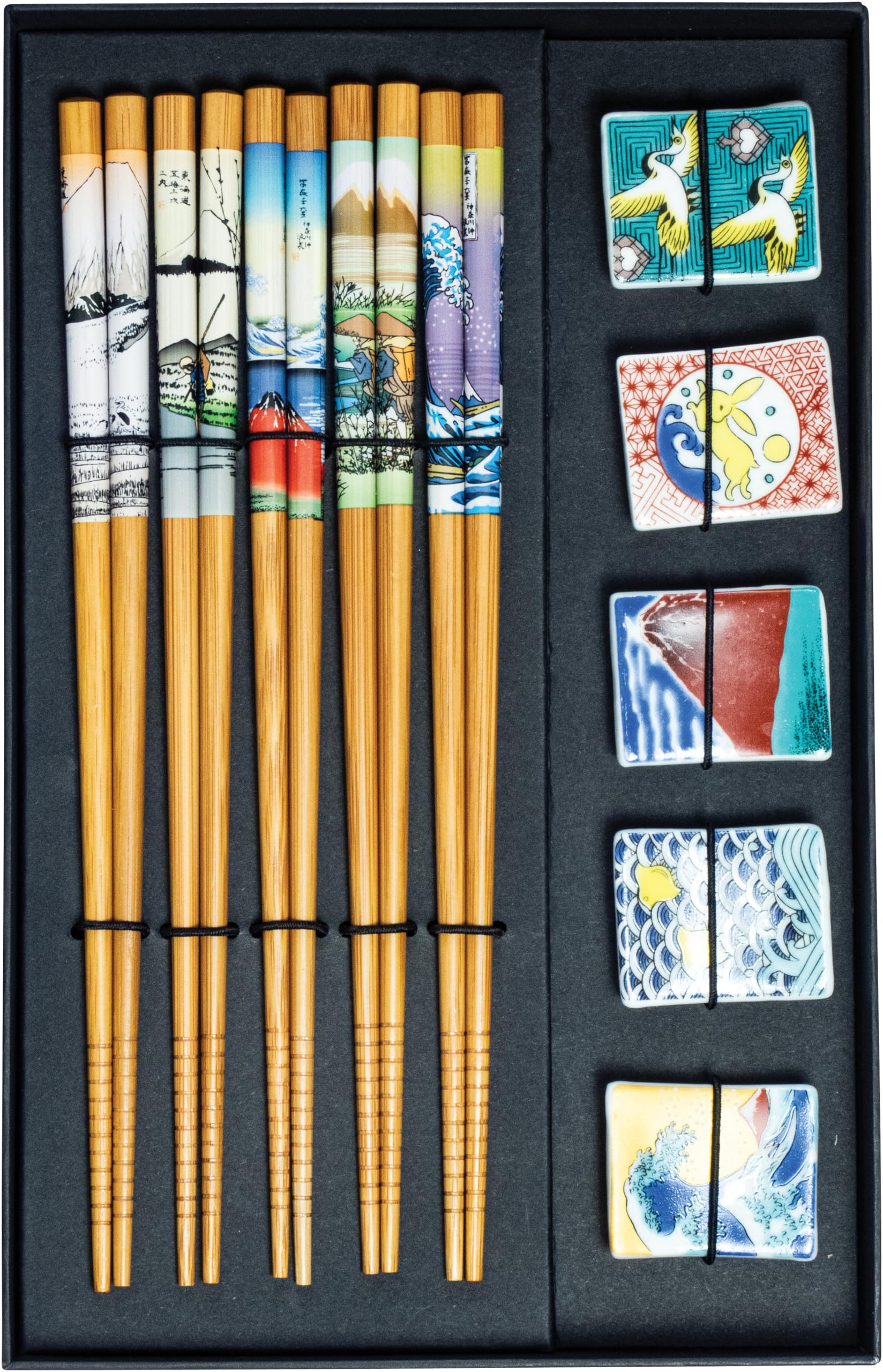 JADE TEMPLE Chopsticks Set with Ceramic Bench for 5 People - 1 Set