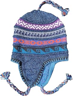 Reversible Peruvian Beanie Knitted with Alpaca Wool, Winter Hat with Ear Flaps for Men and Women, Soft and Warm