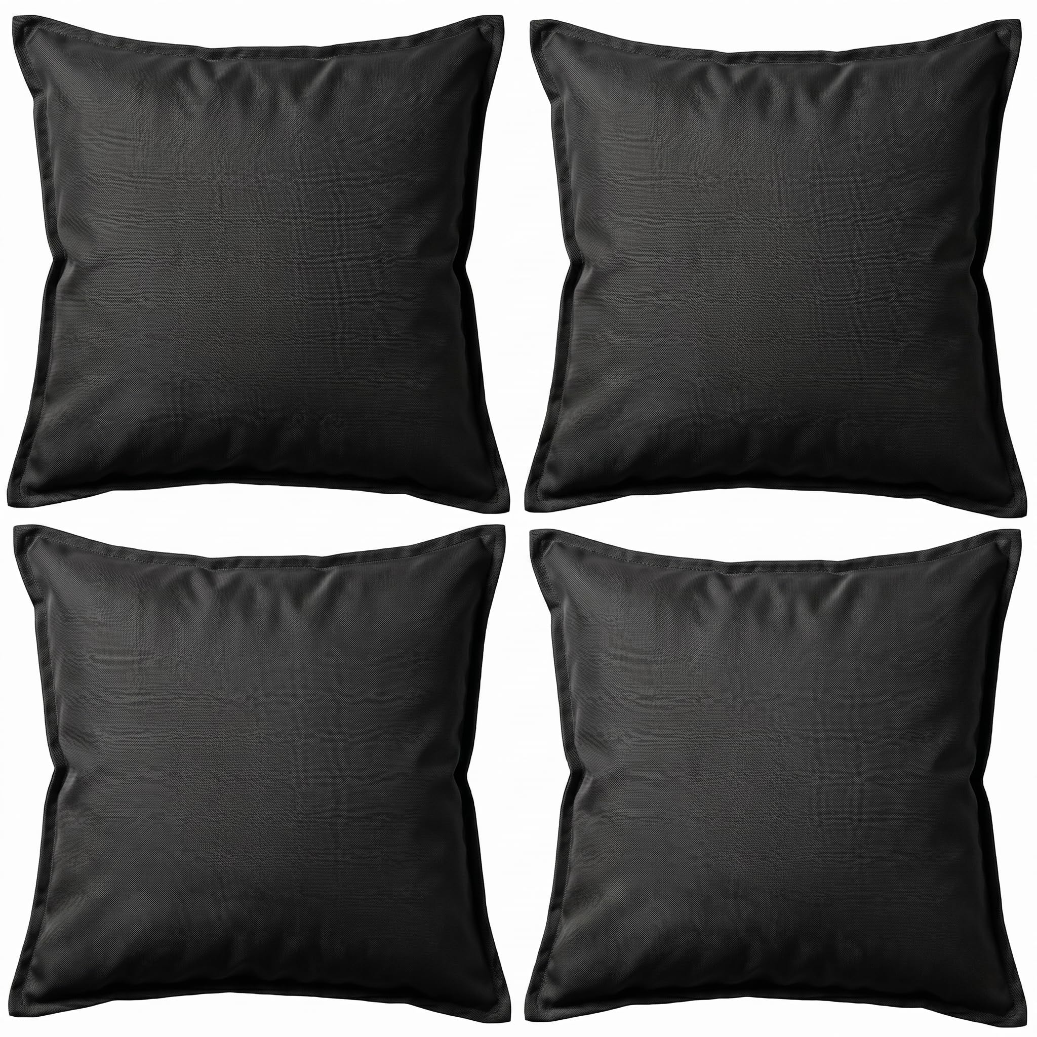 4 Pack Waterproof Outdoor Garden Furniture Seat Cushion 45x45cm Decorative Throw Pillow, Filled Cushion Cushion Covers 18"x18" for Garden Sofa Chair Livingroom Bedroom Patio (Black)