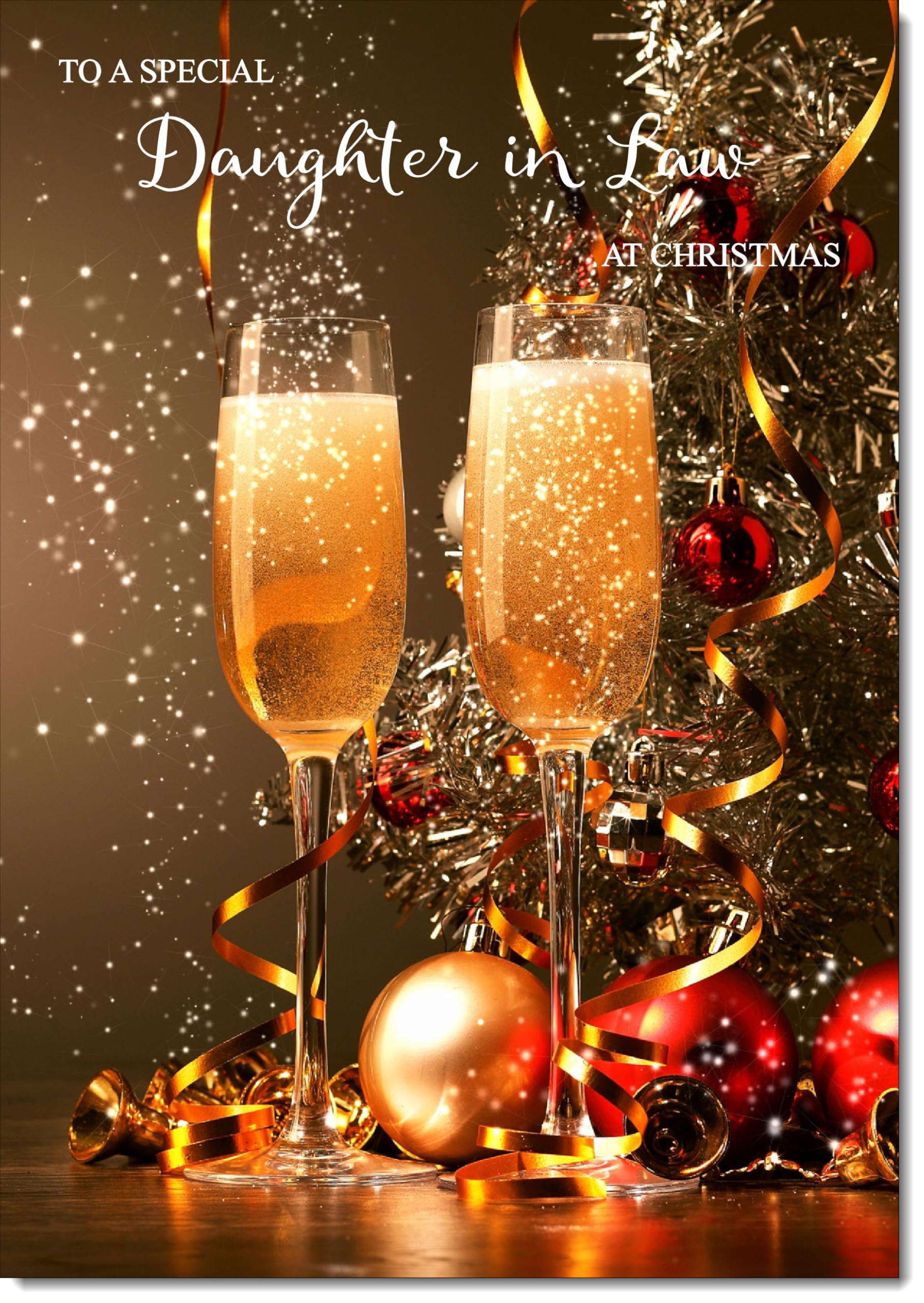 doodlecards Daughter in Law Christmas Card Champagne Large A4 Size Christmas Card for Daughter in Law with Plain Envelope — image 1