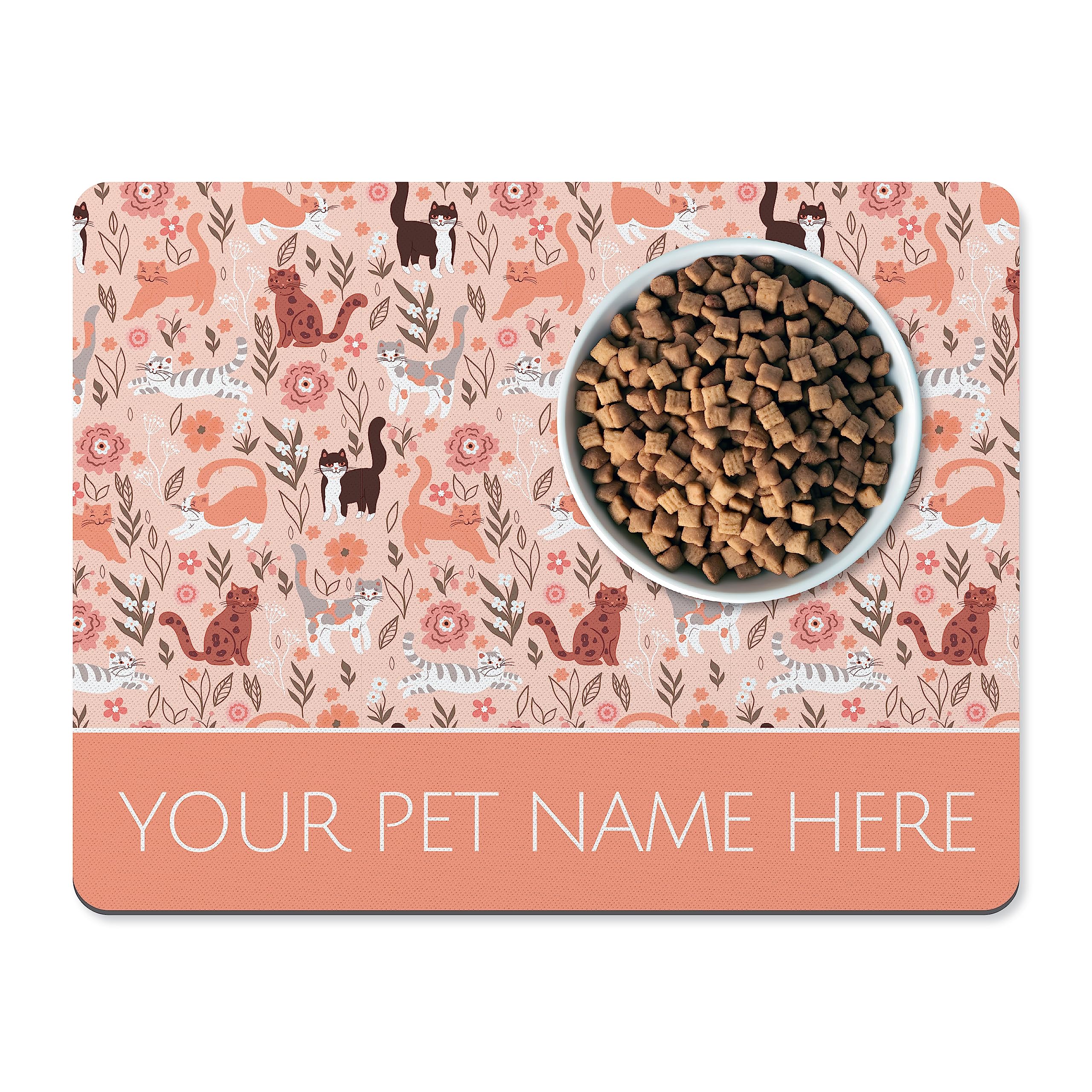 Personalised Cat Bowl Mat - Stylish Customised Pet Food Mat for Cats