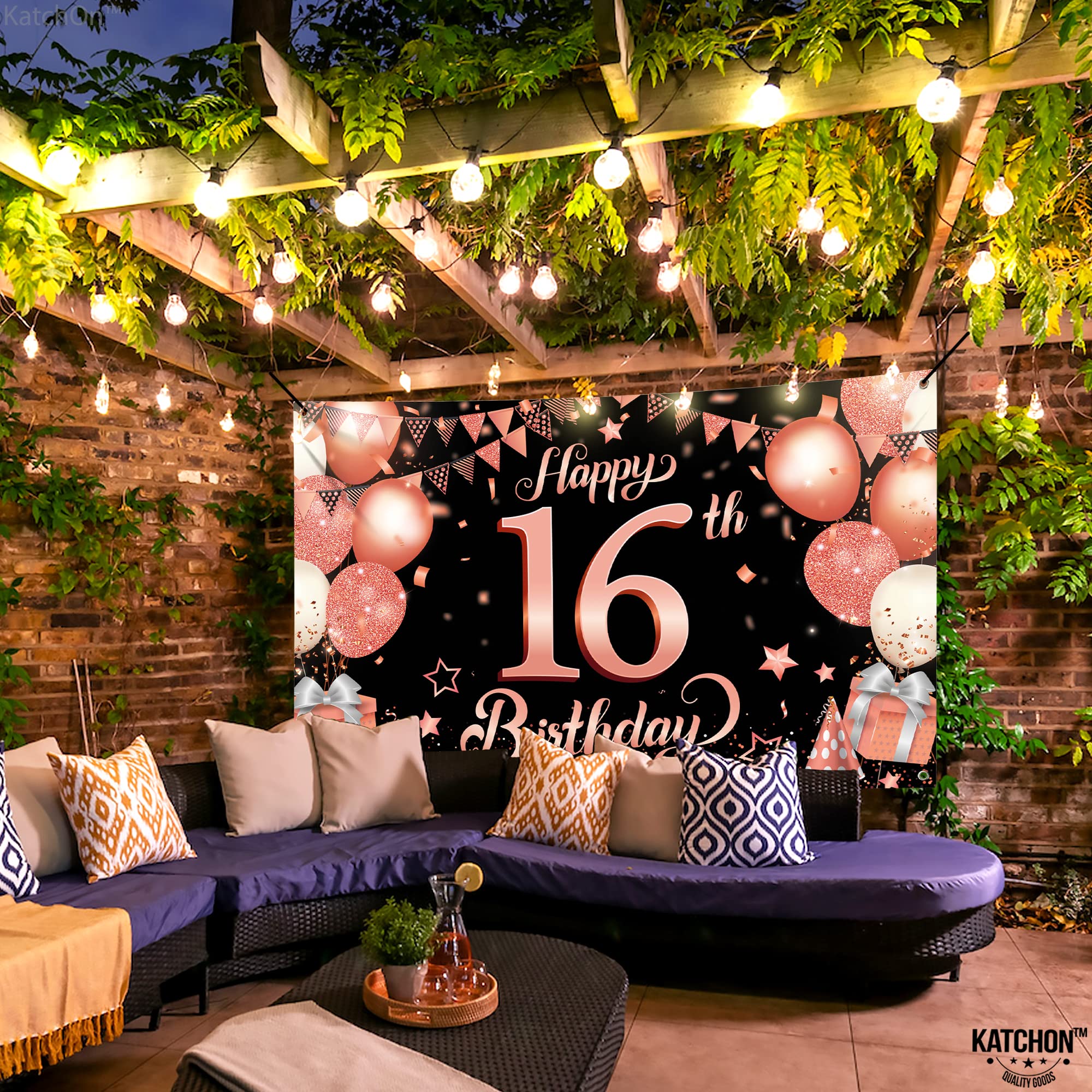 Rotgoldenes 16. Geburtstag Deko-Set Für Mädchen – Glitzer-Krone, Banner, Hintergrund & Ballons – 70-teilig In Pink/Roségold