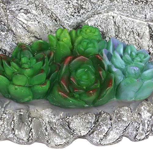 Miniatura 7 de Exhart Estatua de jardín de Buda, escultura solar de jardín con suculentas LED verdes, decoración de césped y patio al aire libre, arte de jardín