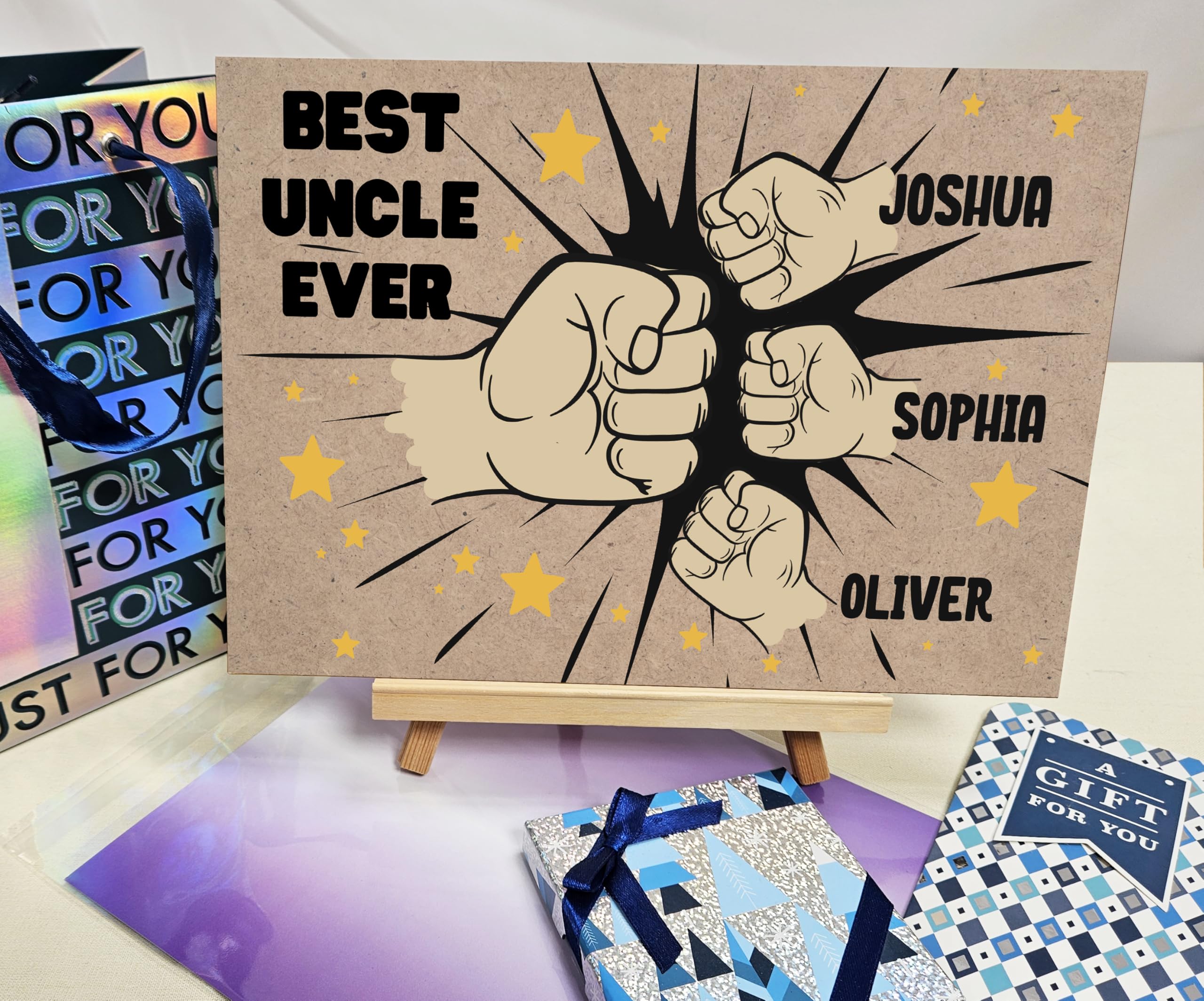 Personalised Fist Bump Sign Custom Wooden Print A4 Plaque Fun Gift Sign for Dad Grandad, Uncle Wall Art Desk Office Home Décor - Image 6