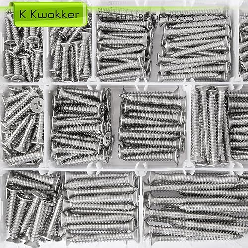 Miniatura 3 de 540 tornillos autorroscantes #6#8#10 Kit surtido de tornillos para madera, puntas Phillips, tornillos para paneles de yeso de cabeza plana, juego de