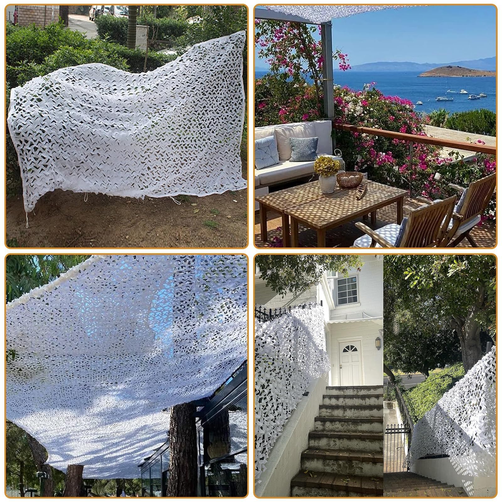 Tarnnetz Weiß 3x4m Sonnenschutz Doppeltes Tarnnetz Camouflage Net, Tarnnetze Sonnenschutznetze Party Dekoration für Garten Freizeit Camping Party Bar Jagd Dekoration