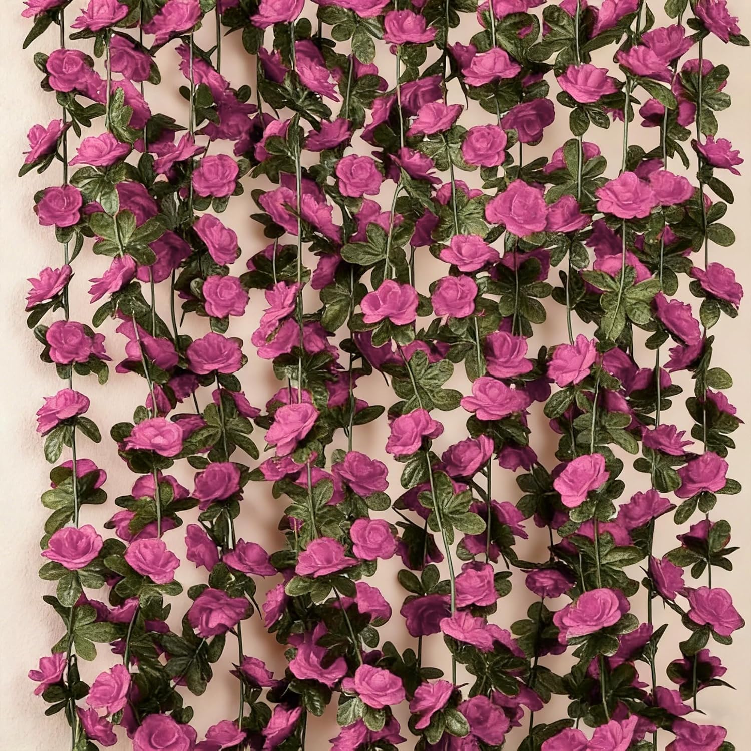 Valentine's Day 5PCS Pink Rose Garland Artificial Flowers, 16 Heads Rose Garland for Wall Decor, Home Decor, Wedding, Party Backdrop, Romantic Bedroom, Spring Mantle Decoration