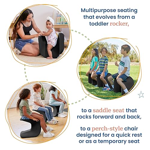 Miniatura 5 de ECR4Kids Asiento ondulado, altura del asiento de 14 a 15.1 pulgadas, taburete de perca, negro, paquete de 2
