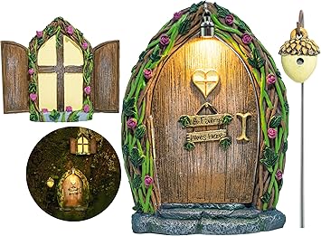 Opening Fairy Door and Window with Light, Fairy Doors for Trees Outdoor, Fairy Door, Fairy House Kit, Fairy Garden Decor, Fairy Doors, Fairy Garden Decor, Fairy Garden Decorations, Garden Fairy