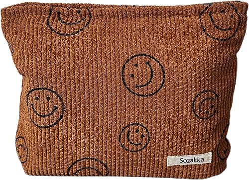 Miniatura 16 de Bolsas de cosméticos para mujer, bolsa de cosméticos de pana, bolsas estéticas para mujer, bolsos de mano, bolsos de mano con puntos sonrientes