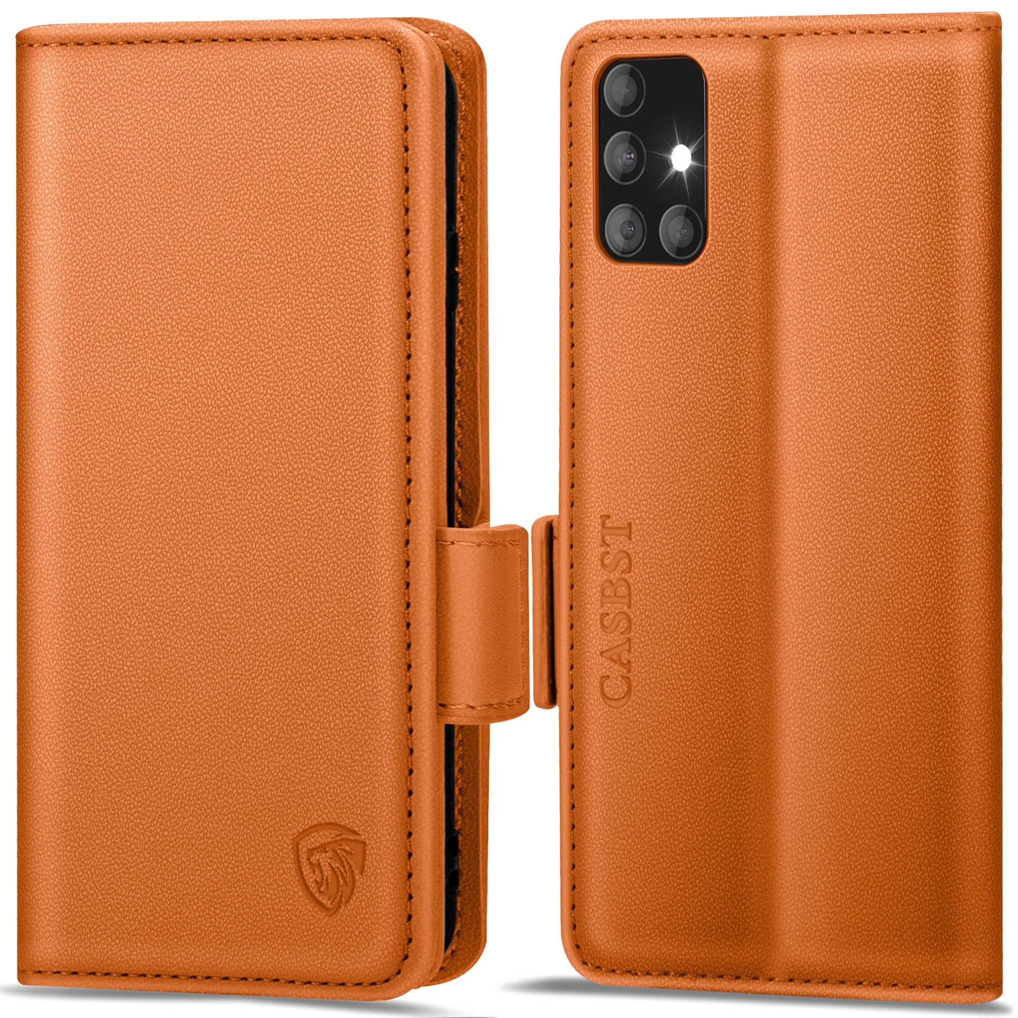 CASBST Handyhülle für Samsung Galaxy A50/A30S Hülle, Premium Leder Schutzhülle Klappbar für Samsung Galaxy A50 Flip Case mit Kartenfach Ständer Magnet Klapphülle für Samsung A50 Hülle (Schwarz)