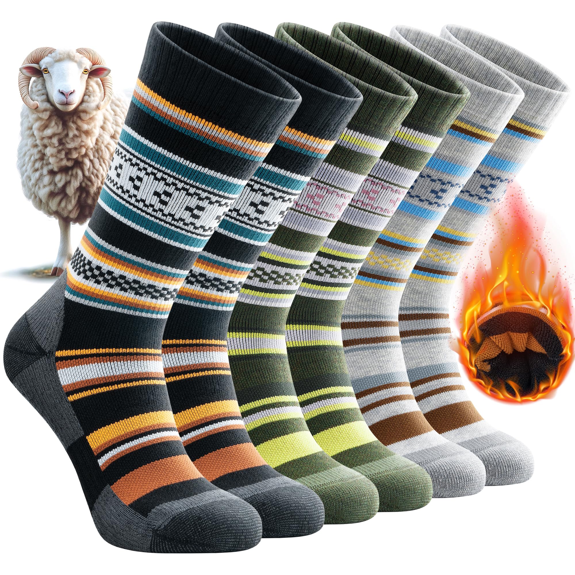 Benirap Merino Socken Wandersocken Outdoor Thermosocken Wintersocken, Professionell AntiBlasen Trekkingsocken Arbeitssocken Warme Wollsocken Skisocken für Herren Damen, 3 Paar