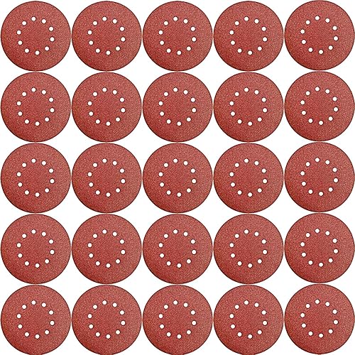 Miniatura 10 de Paquete de 50 lijas de 9 pulgadas, 10 agujeros, grano 60, de gancho y bucle, disco de lijado de óxido de aluminio para lijadora de paneles de yeso