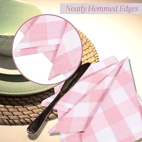 Miniatura 6 de Gingham Buffalo - Juego de 12 servilletas de algodón decorativas, suaves y absorbentes, duraderas, lavables, ideales para uso diario, bodas,