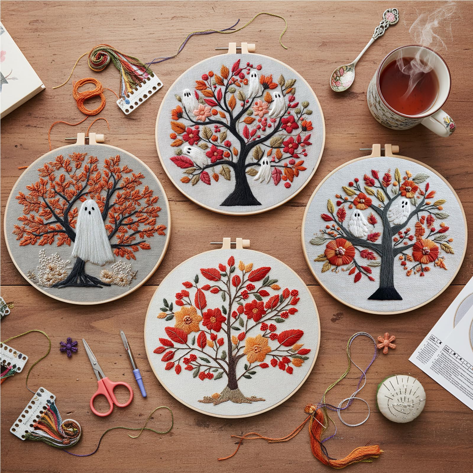 Embroidery Starter Kit 4-Pack – Halloween Patterns