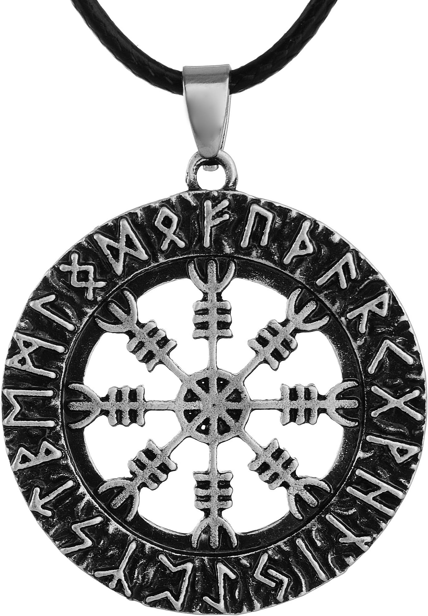 1PCS Viking Necklace, Nordic Rune Aegishjalmur Necklace For Men Helm of Awe Necklace Amulet Talisman Jewelry