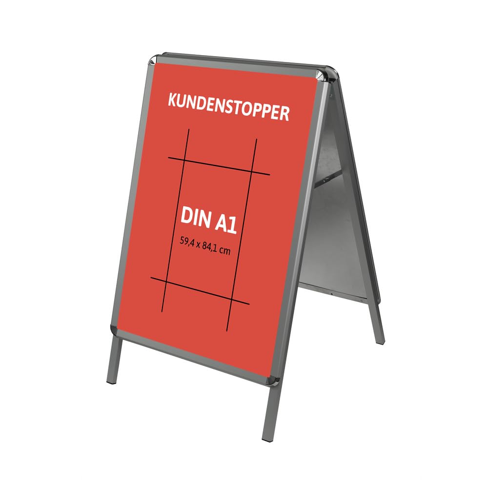 Dönges Kundenstopper A-Schild Metall - Robuster Plakatständer für DIN A1 Plakate - Wetterfest & Stabil - Ideal für Außenwerbung