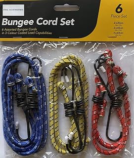 6pcs Universal Bungee Cords, Elastic Bungee Straps with Metal Hooks Heavy Duty Bungee Ropes for Caravan Camping RVs Trunks Luggage Racks Heavy Duty Bungee Cord