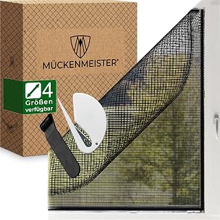 MÜCKENMEISTER® Fliegengitter Fenster (120x240cm, schwarz) aus Glasfaser - Fliegengitter zuschneidbar - Insektenschutz Fenster mit Klebestreifen - Fliegennetz Fenster - Mückennetz Fenster