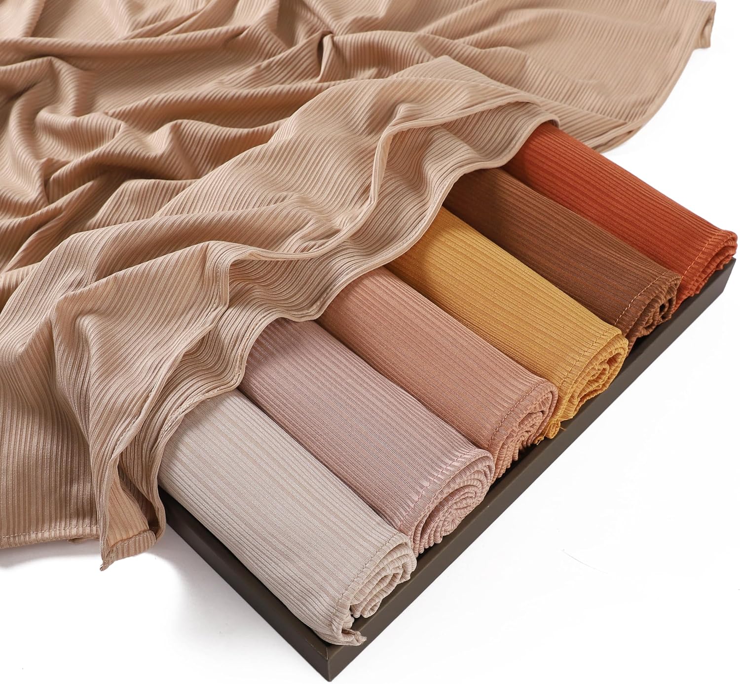 Ribbed Jersey Hijab Scarf for Women, Hijab for Women Muslim Breathable Stretchy Hajib - Image 4