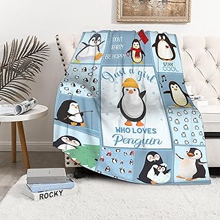 Just a Girl Who Loves Penguin Blanket,Lightweight Flannel Kids Lovers Throw Blanket Gifts for Girls in All Season,Blanket for Bed/Couch/Sofa 40