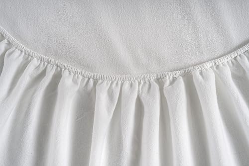 Miniatura 4 de LANE LINEN Juego de sábanas de franela de 100 % algodón, 4 piezas, color blanco, ropa de cama ligera, cepillada para mayor suavidad, transpirable,