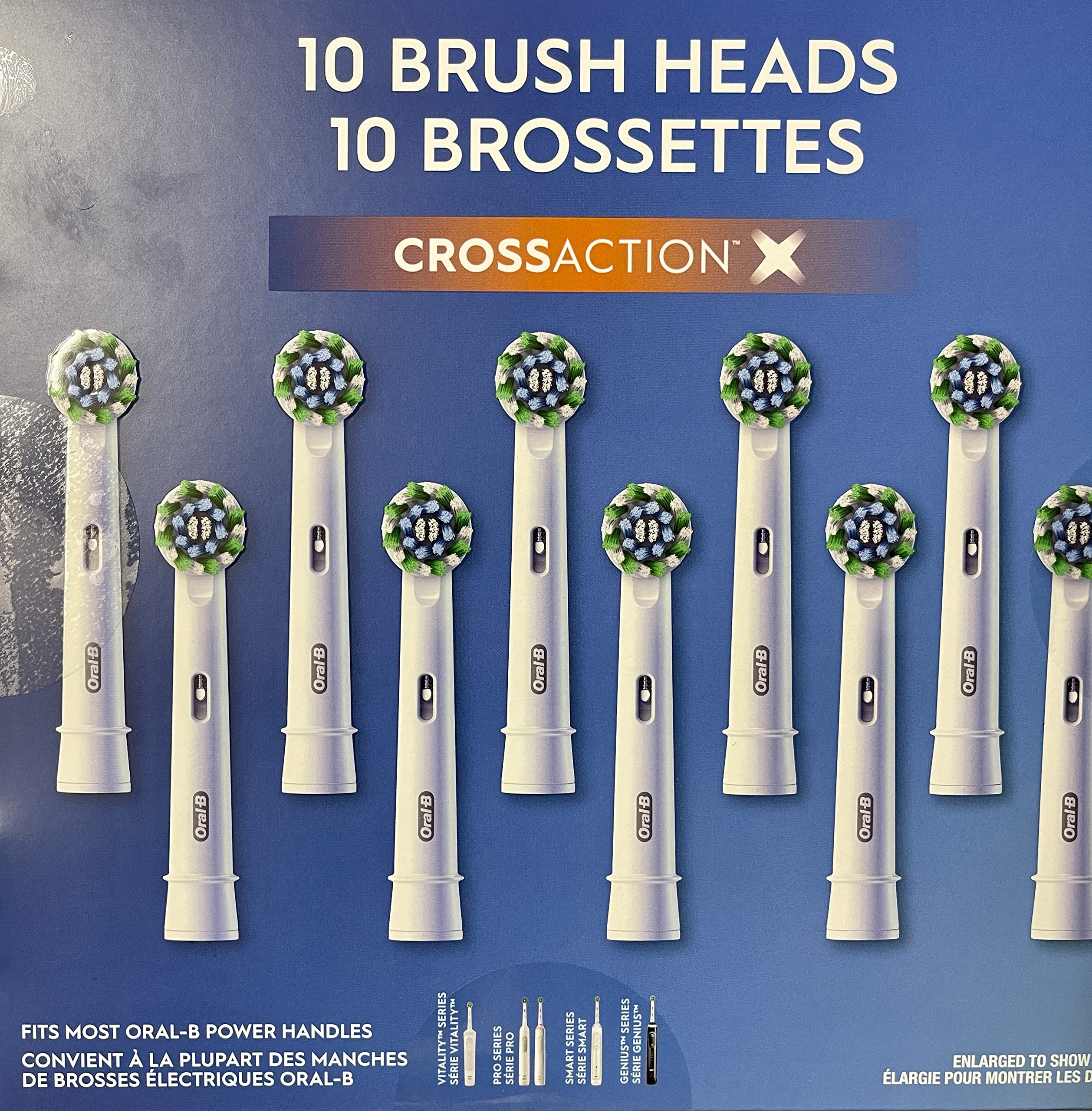 Oral-B CrossAction - Cabezales de repuesto para cepillo de dientes eléctrico con Xfilament, paquete de 10