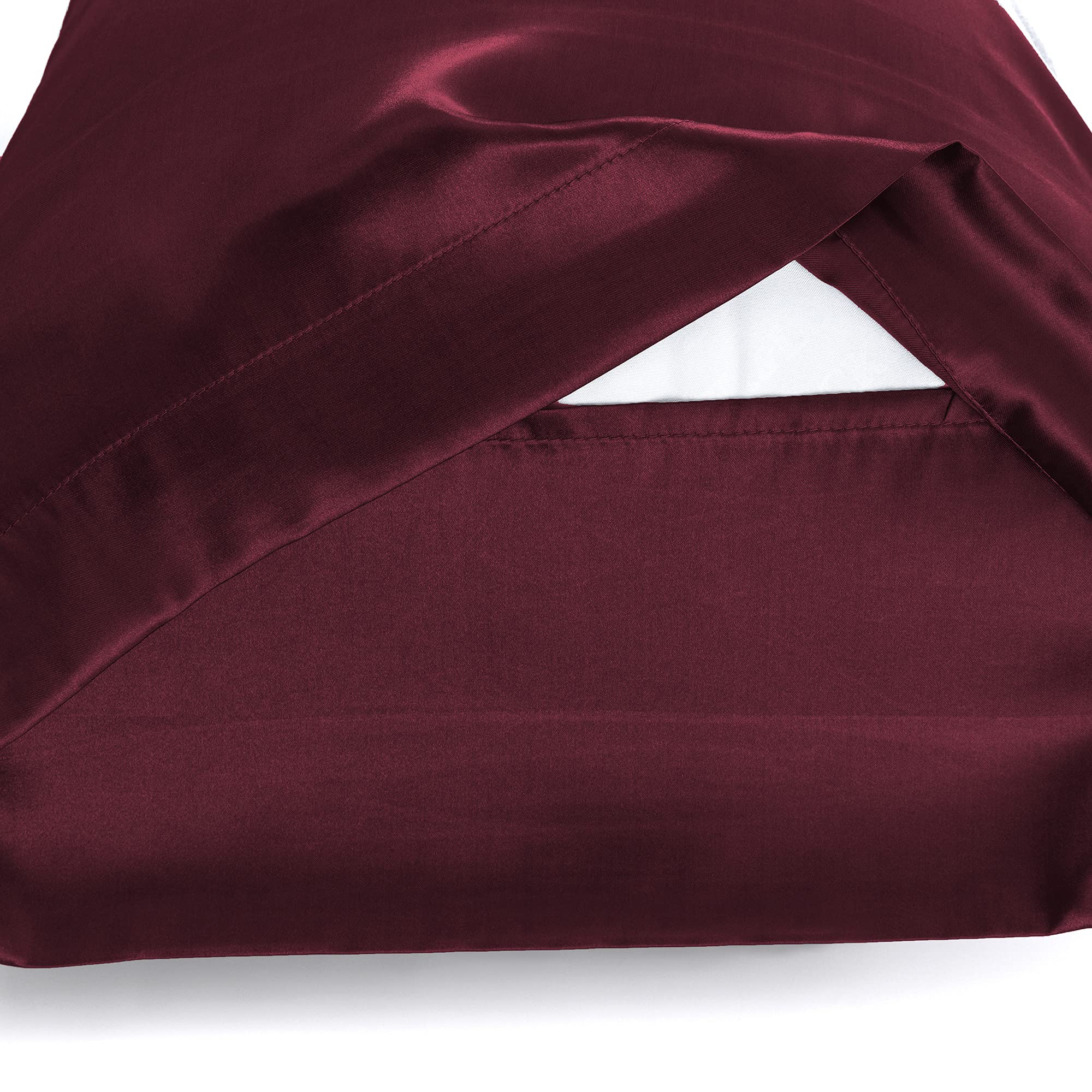 Set di 2 Federe in Raso 50 x 80 cm Bordeaux, Federa Cuscino Letto Morbida e Setosa al Tatto, Chiusura a Busta, Antiacaro e Ipoallergico, Protezione Capelli e Pelle & Antirughe