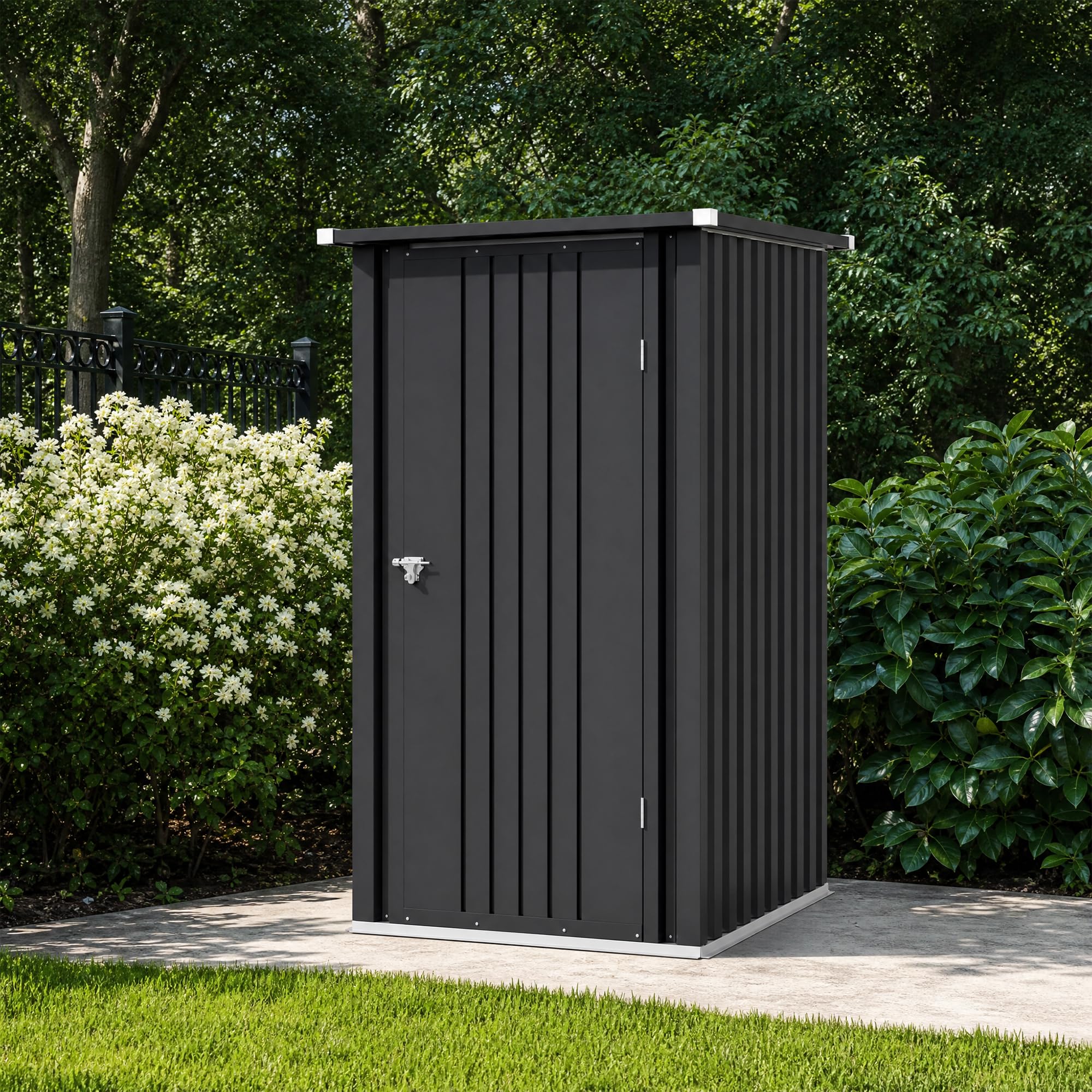 JUMMICO Metall Gerätehaus 100x100x160cm mit Pultdach, Schwarz