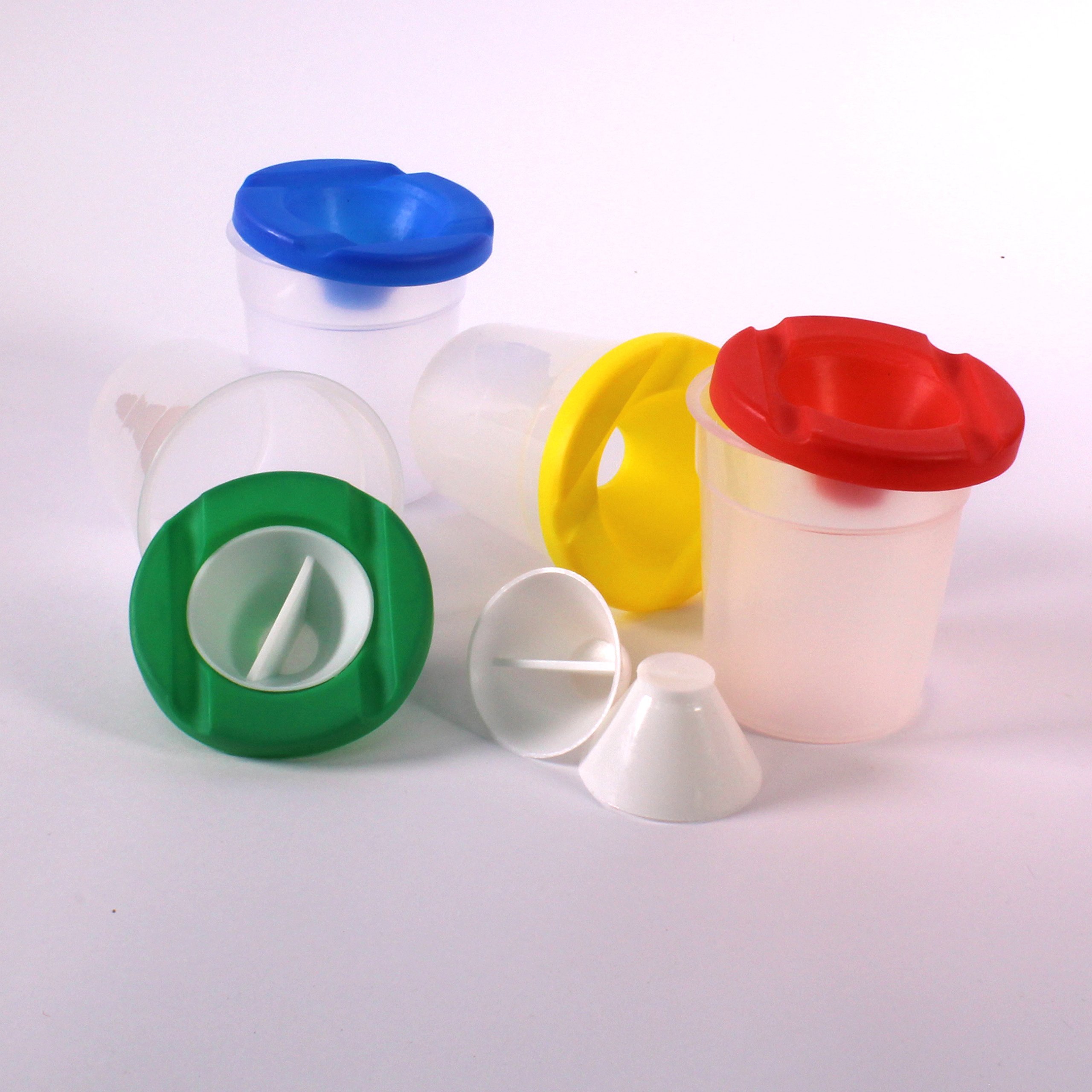Translucent Plastic Non - Spill Paint and Water Pots with Lids and Stoppers Pack of 4 by BCreative ®