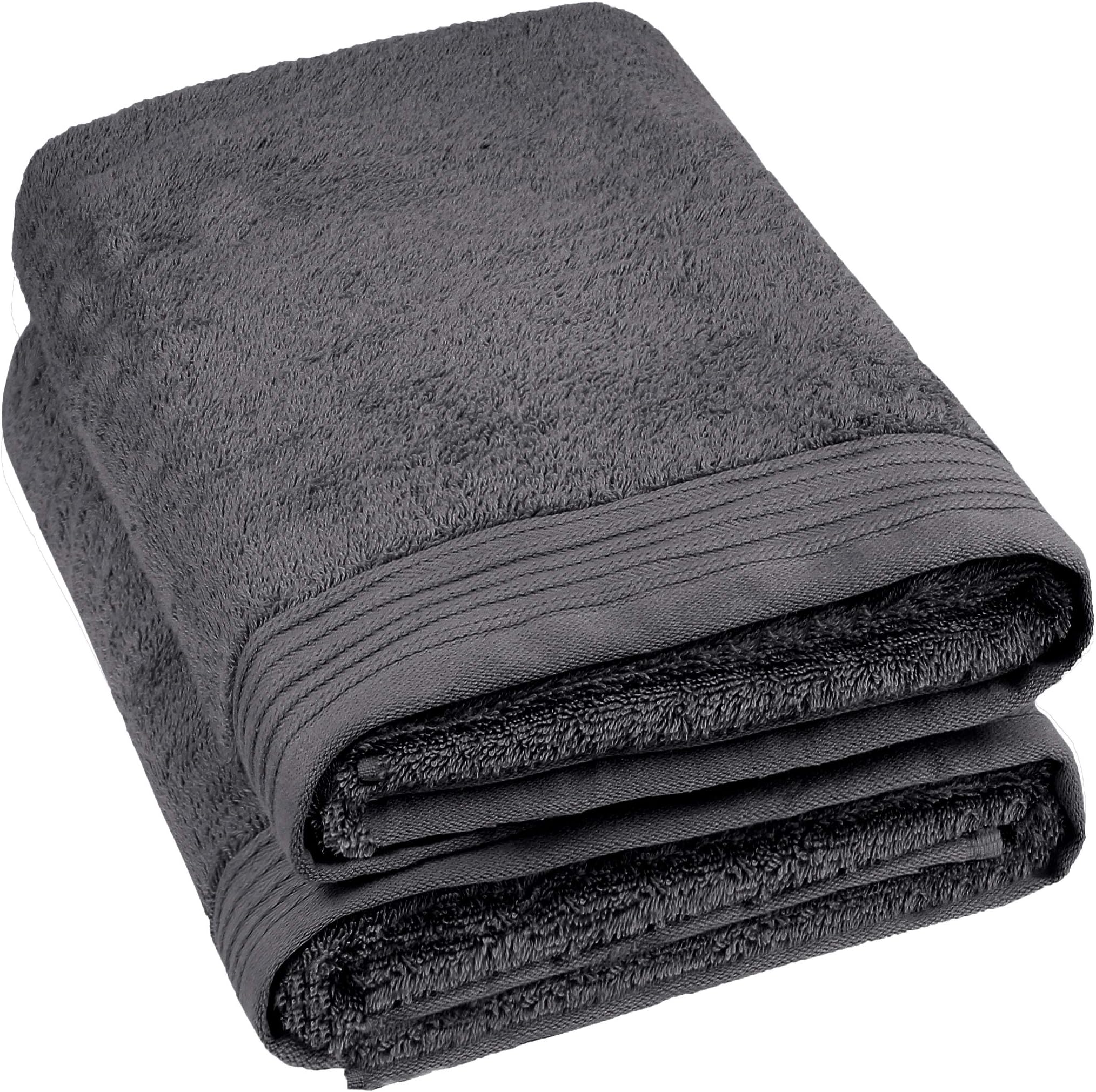 100% Cotton Towels 35" X 70" | Dark Grey Towels Set of 2 Ultra Soft and Highly Absorbent Bath Towel Set Cotton, Gym, Hotel, Spa, Machine Washable