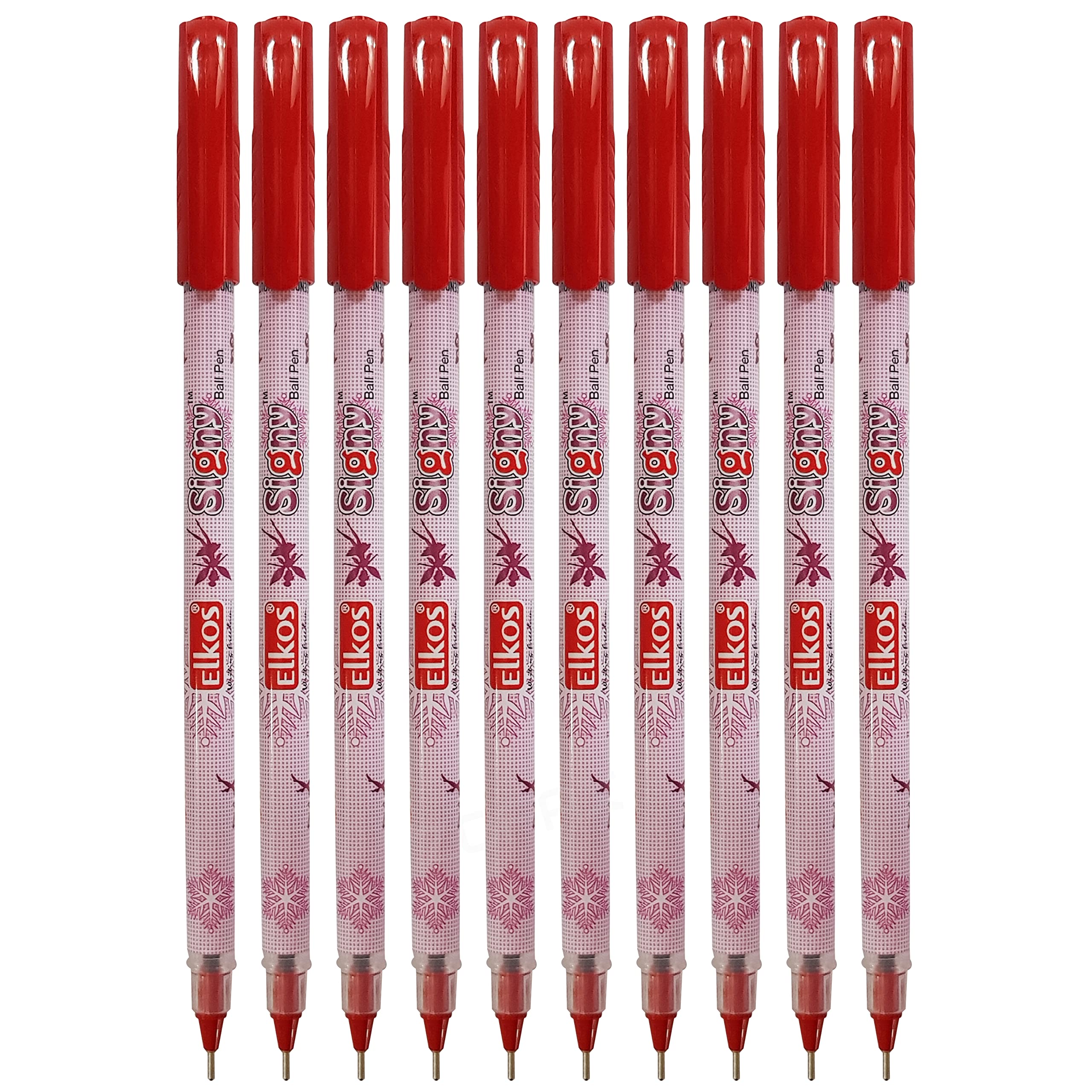 ELKOS RED Ballpoint Pens, 0.7mm Fine Point, Pack of 20, Signy Ball Pens, Smooth Writing, Perfect School Office Home Use, ZOFAX Black Ball Pen
