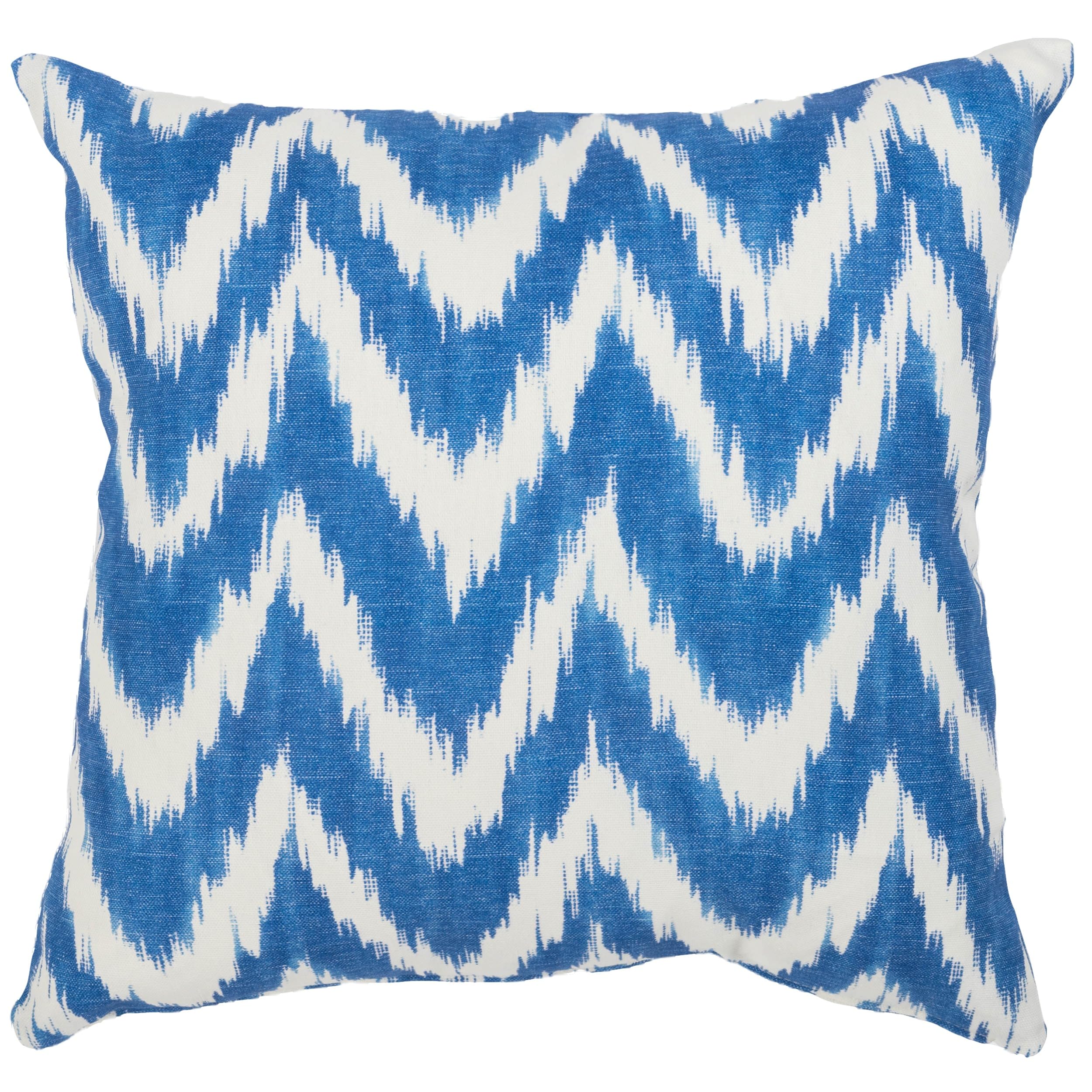 Linen Loft Blue Amalfi Chevron Cushion Cover. Marine And White Mediterranean Inspired Geometric Zig-Zag Design. 17X17 Square Cover Only.