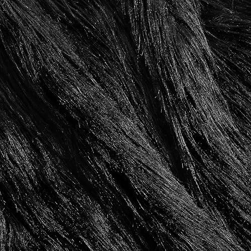Tatuo 60 x 18 Inch Black Faux Fur Fabric Halloween Fluffy Fuzzy Craft Fake Fur Cuts Shaggy Synthetic Plush Patch Sewing DIY Winter Christmas Costume Gnome Beard Miniature Dolls Rugs Mats Gift - 60 x 18 Inch - Black