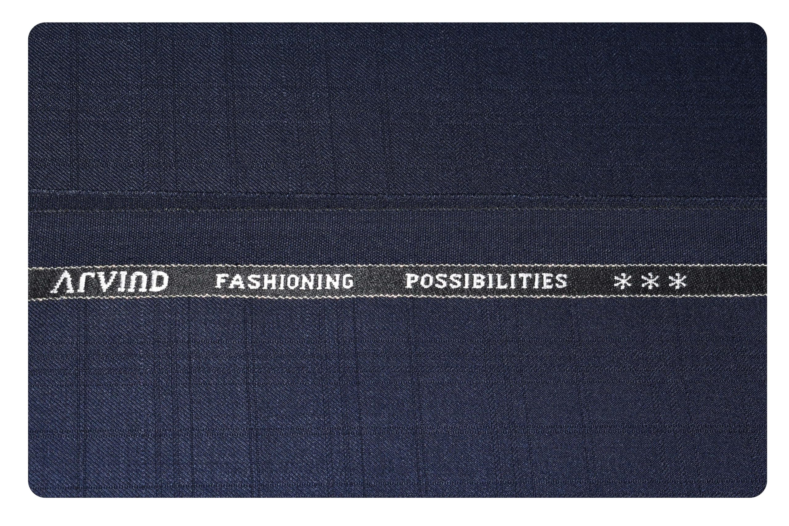 arvind Men's Super 120's Merino Wool Checkered Unstitched Trouser or Blazer Fabric (MF79A2, Blue)-picture-26