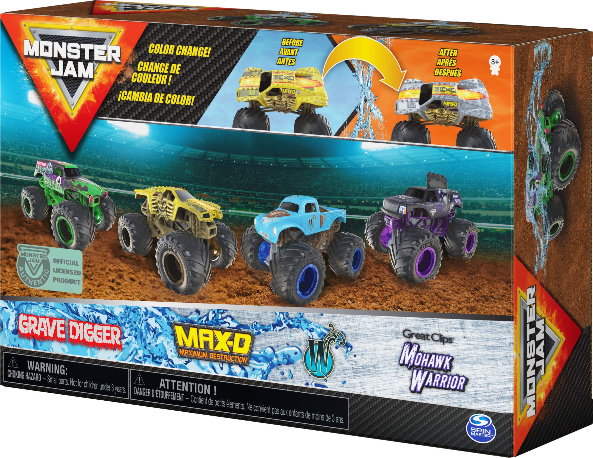 Buy Monster Jam Official Reveal The Steel 4 Pack Of Color Changing Die 