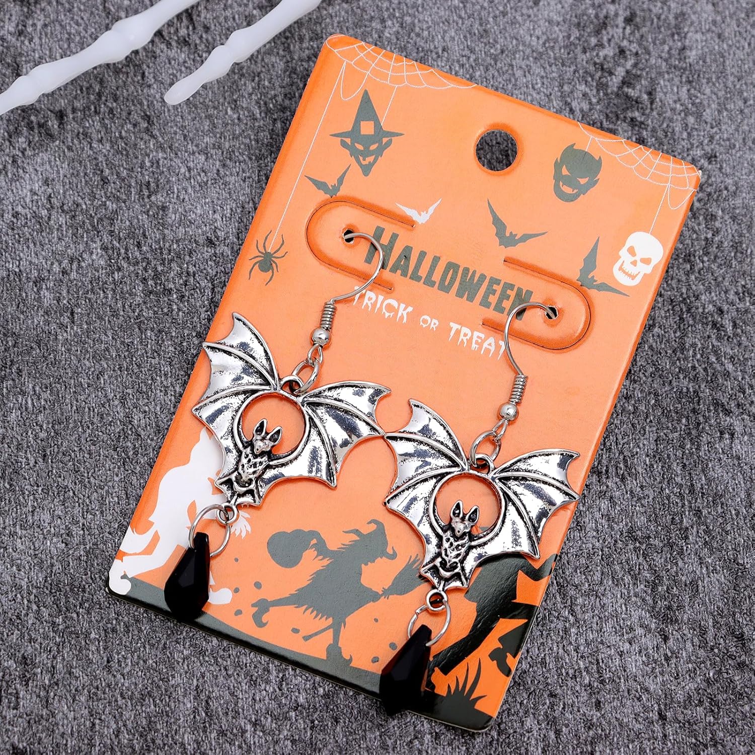 Halloween Black Silver Bat Drop Dangle Earrings for Women, Gothic Bats Hook Earings Holiday Vampire Costume Accessories Jewelry Gift - Image 4