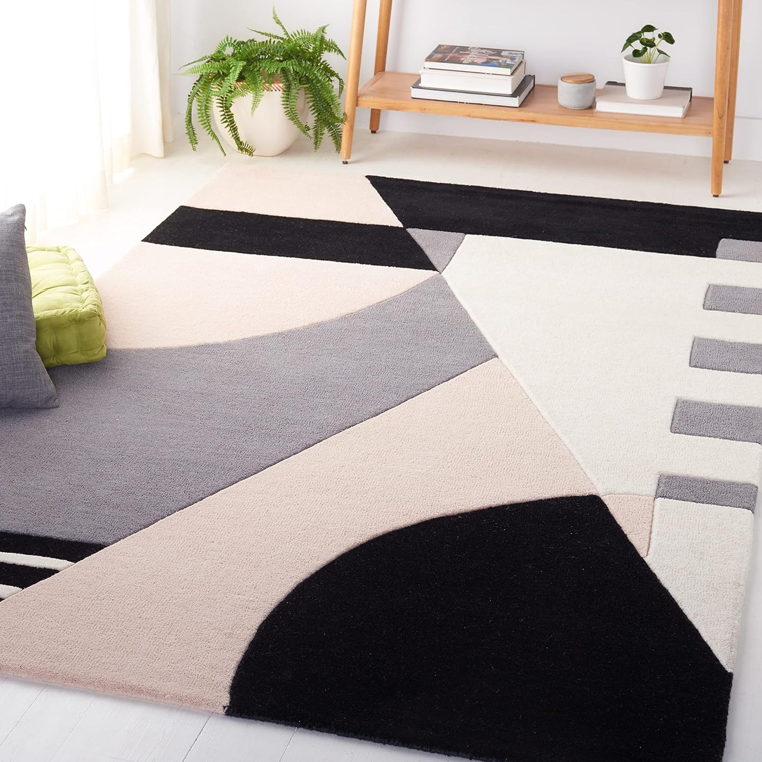 SAFAVIEH Area Rug 8x10 - Rodeo Drive Collection - Large - Pink & Ivory, Handmade Wool, Mid-Century Modern Design, Ideal for Living Room, Bedroom, Office, Dining Space (RD863U)