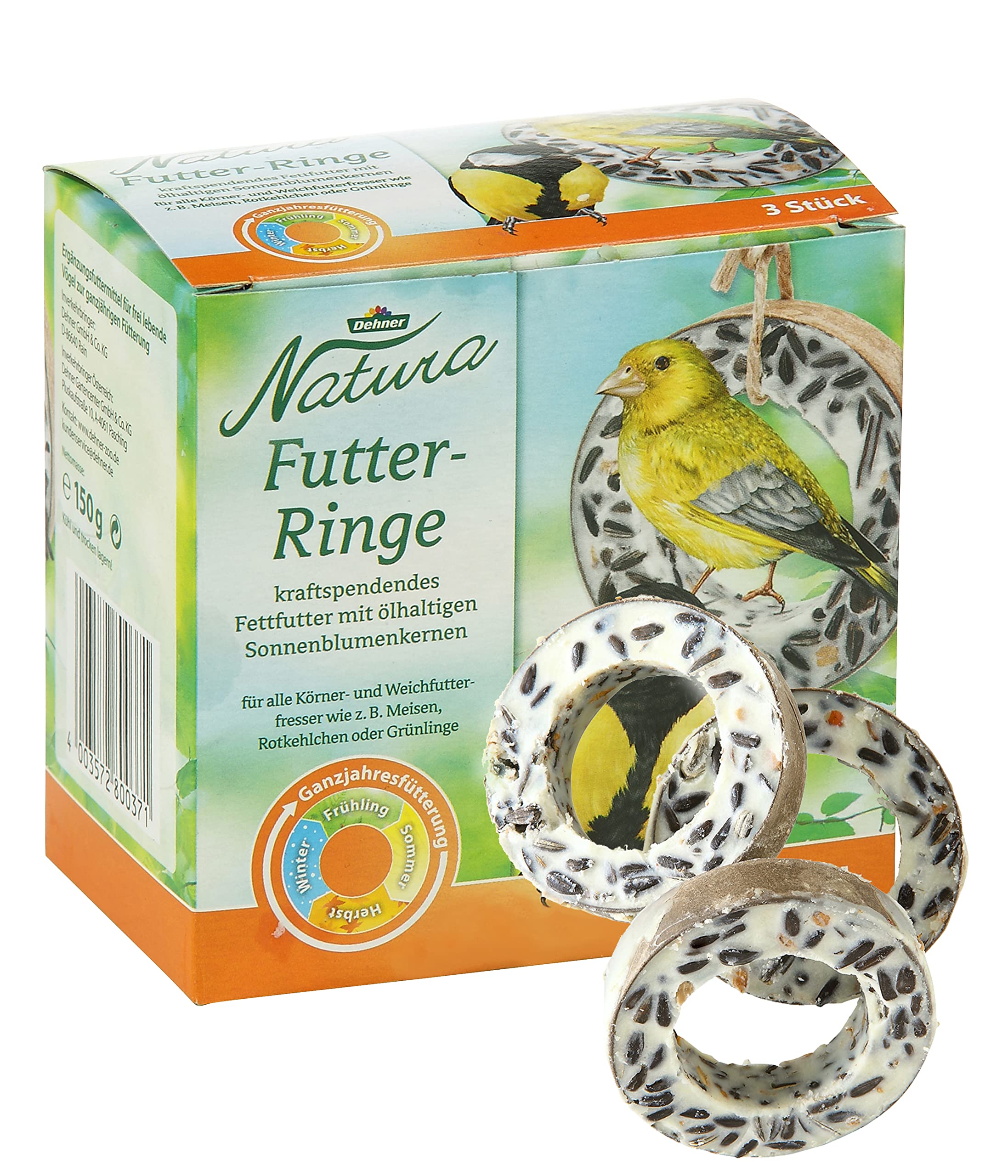 Dehner Natura Wildvogelfutter Starterset, Meisenknödel-Ring und Futtermix, 5-teilig