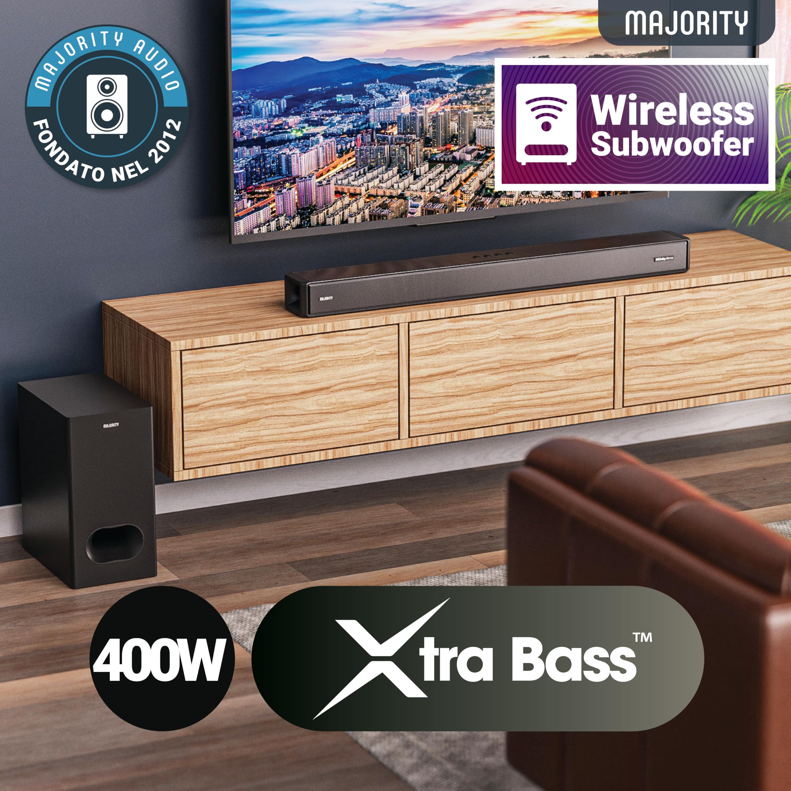 Soundbar Majority Sierra Plus 2.1 400W Dolby Atmos - Dettaglio