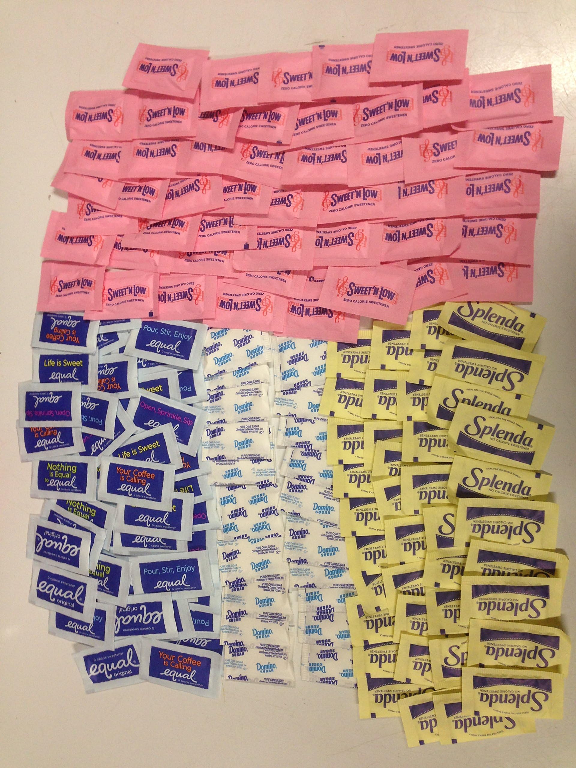 Artificial and Natural Sweetener Bundle - Domino Sugar Sweet n Low Splenda Equal, 50 ct each