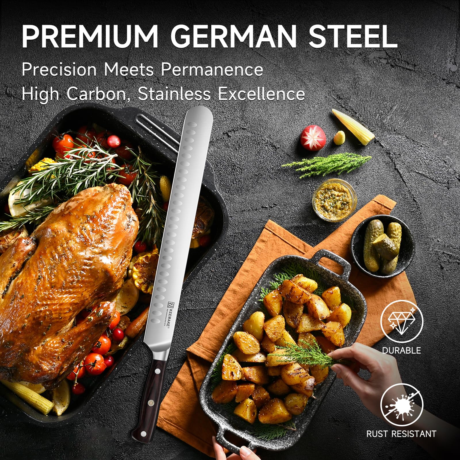 KEEMAKE 12" Carving Knife for Brisket & BBQ, High-Carbon Stainless Steel — Amazon image 4