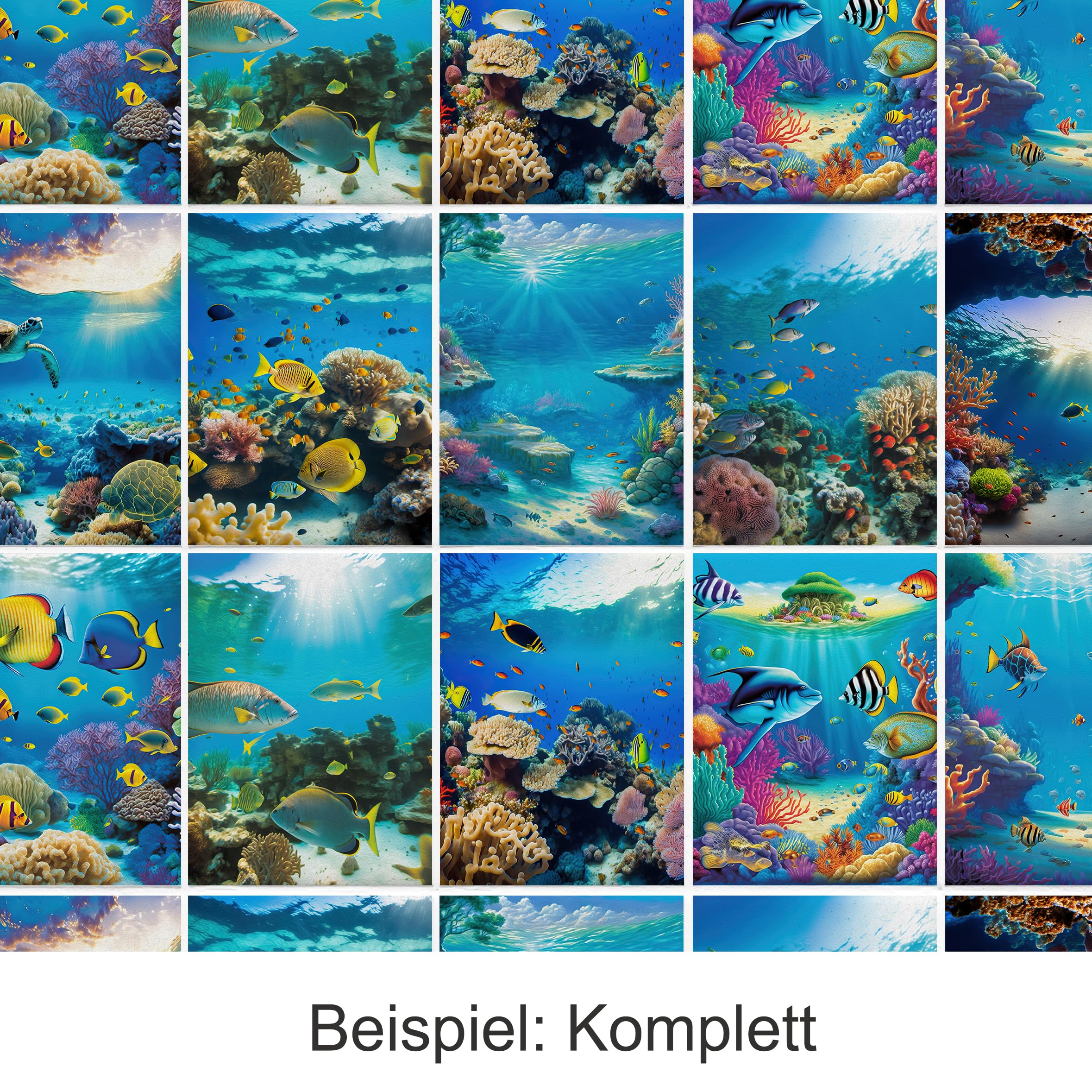 GRAZDesign Fliesenaufkleber Bad Unterwasser Fische, Fliesenbilder selbstklebend - 15x20cm / 40 Stück