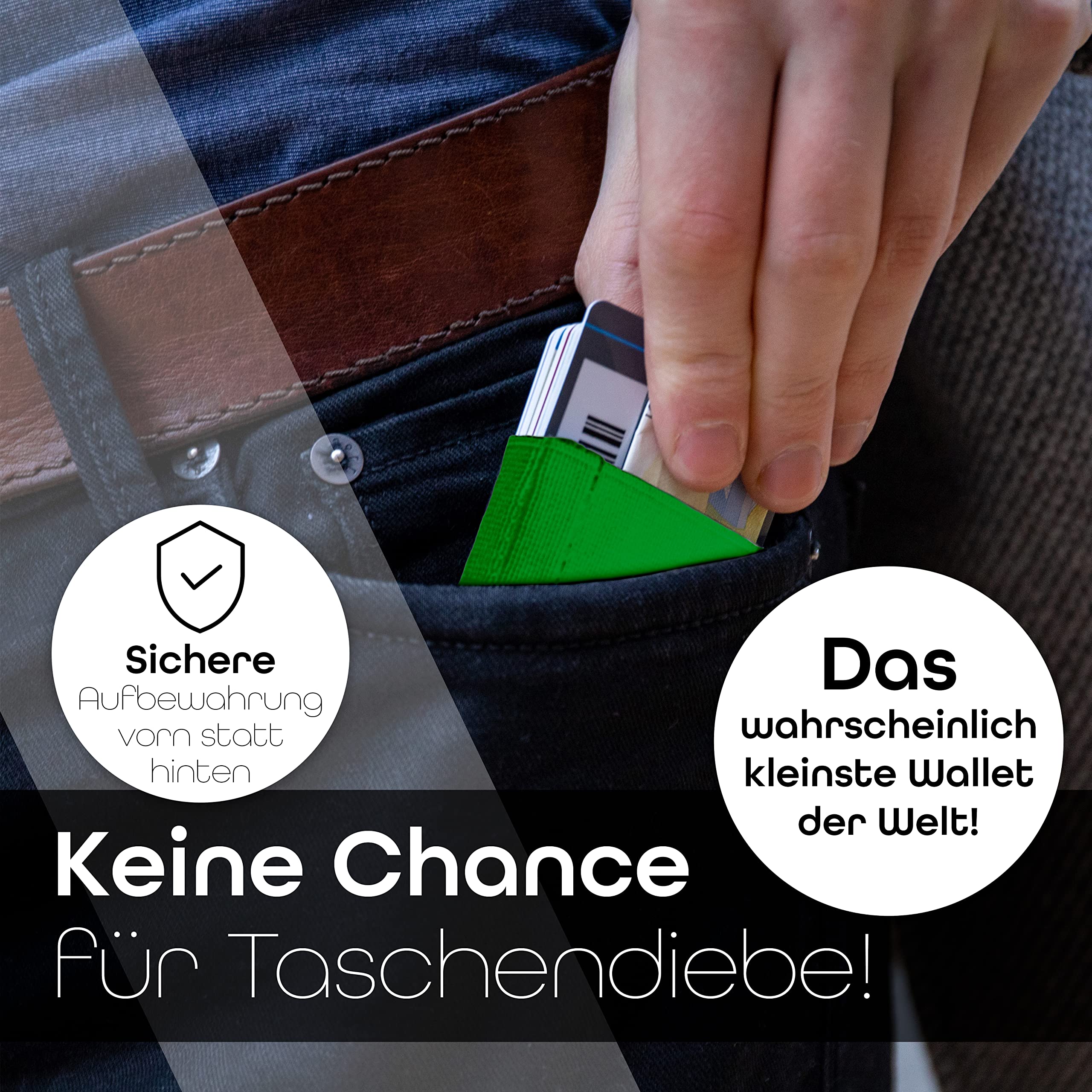 MakakaOnTheRun Męskie etui na karty z kieszenią na monety i tasiemką: etui na karty, etui na karty kredytowe, Slim Wallet męskie portfele, etui na dowód osobisty i karty, portfel męski mały, 2 -