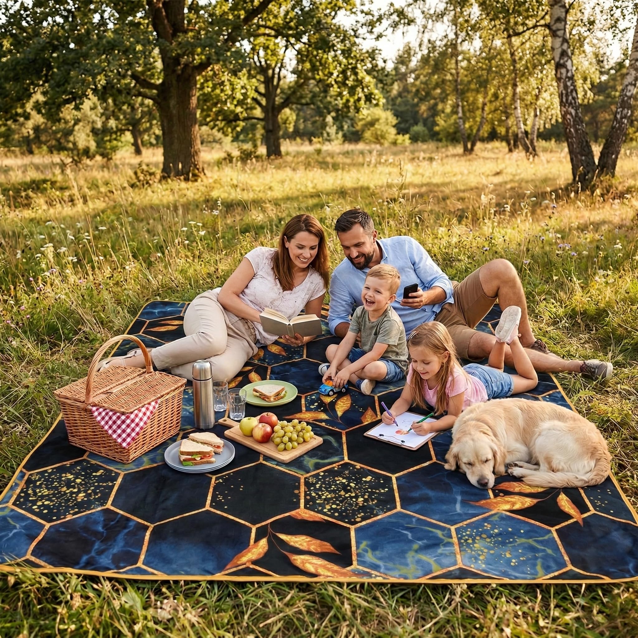 BlueKitty XXL 180x200 cm Picknickdecke Wasserdicht mit Tragegriff für Picknicks, Strandmatte, Stranddecke, Outdoor, Camping, Wasserabweisend