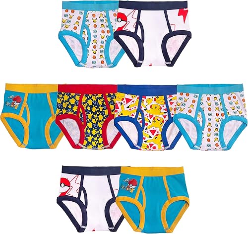 Pokémon boys 100% Combed Cotton Underwear With Pikachu, Evee, Squirtle, Jigglypuff and More in Sizes 4, 6 and 8