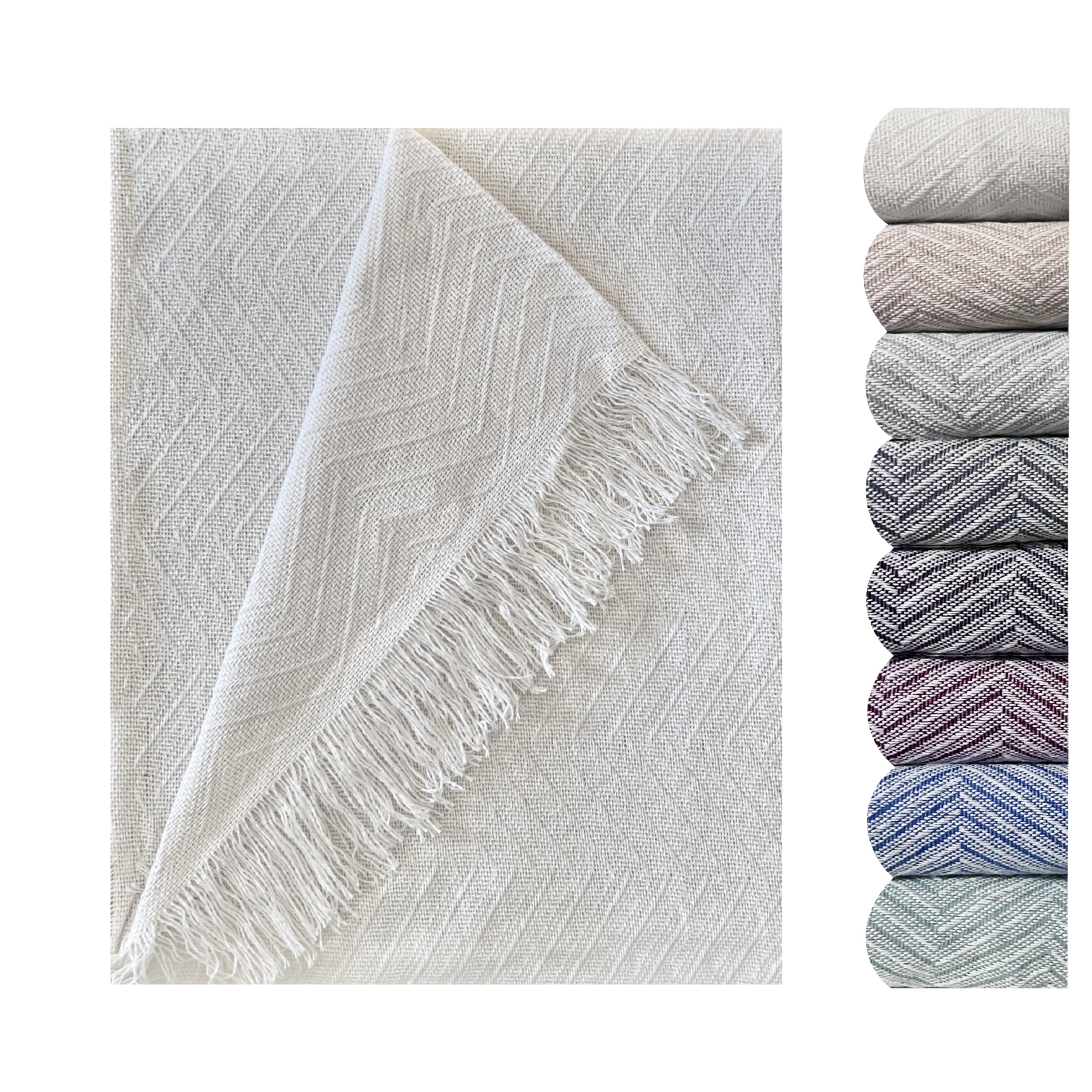 GFD - Colcha Multiusos para Sofá y Cama Espiga Algodón Poliéster, Manta Foulard Cómoda Práctica y Suave, Plaid para Cama Cubrecama, Cubre sofá (Beige, 125 x 180)