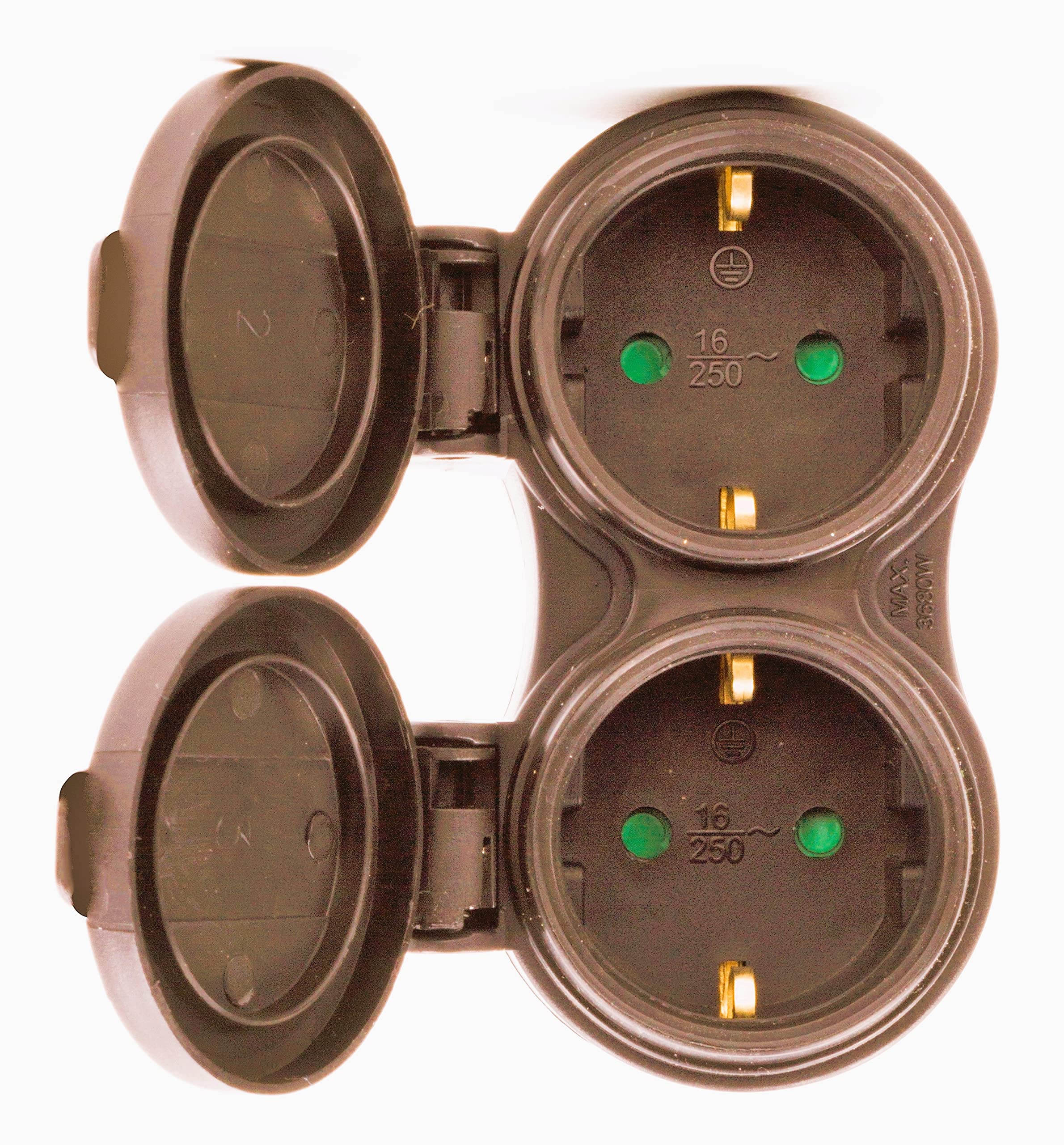 Schutzkontaktkupplung GUMMI Doppel Schuko Kupplung IP44 STECKER,S XX? (10 Stück)